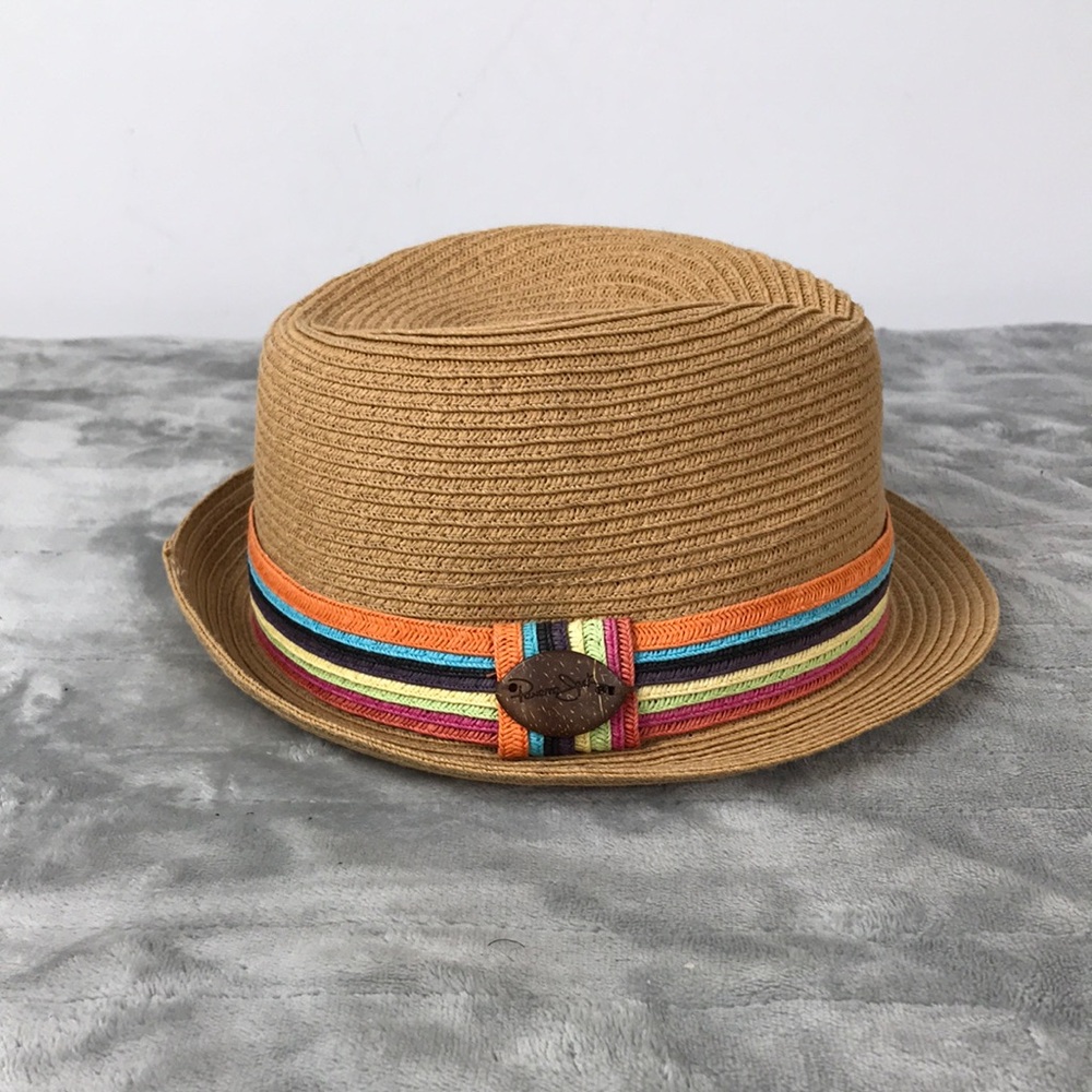 Panama Jack Stylish Tan Straw Hat with Colorful Band